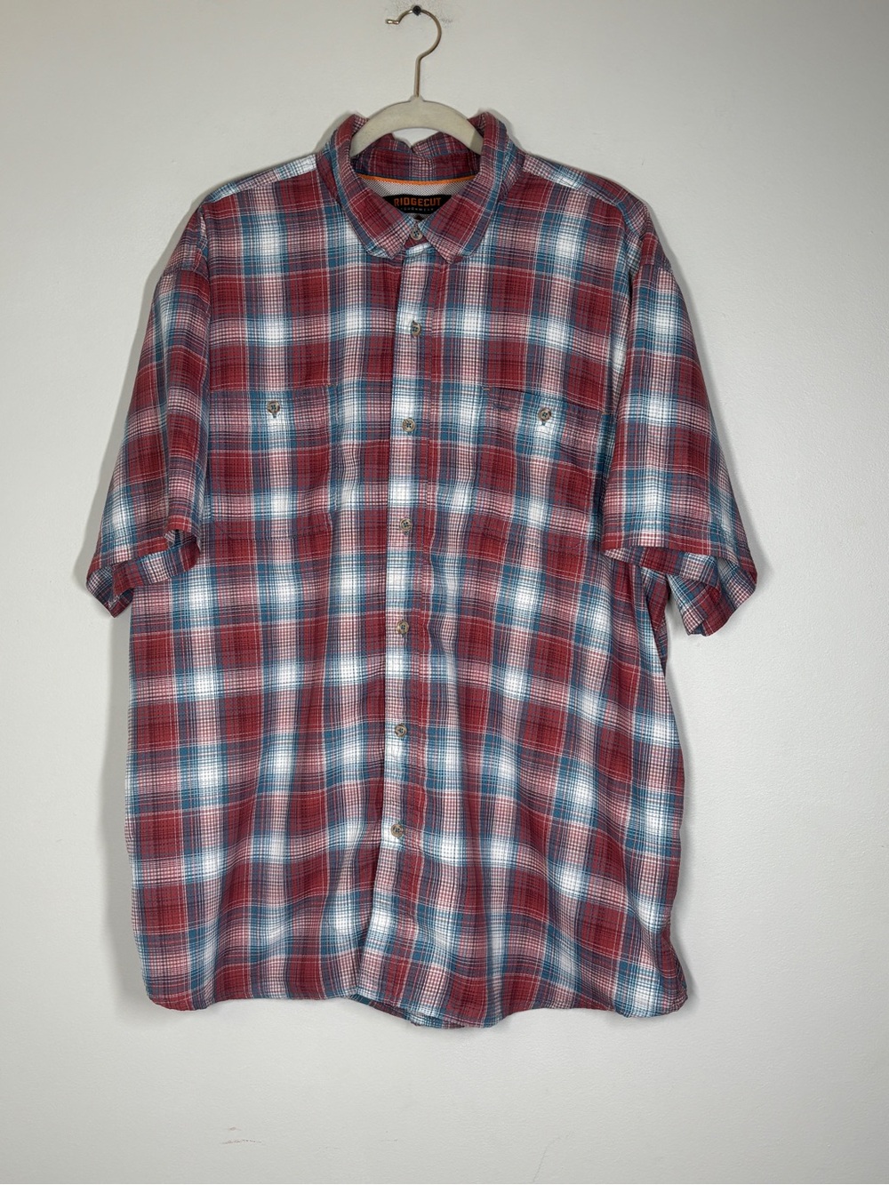 Ridgecut Toughwear Plaid Short Sleeve Work Shirt Men's 2XL
